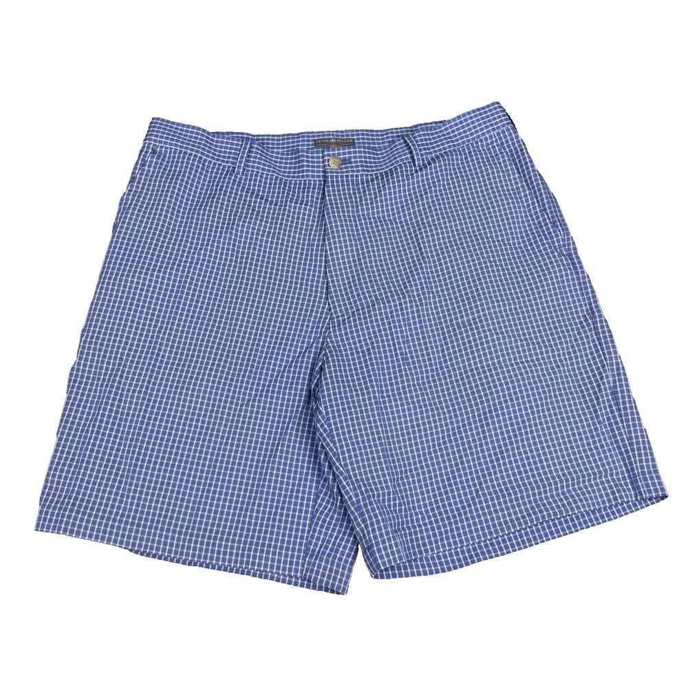 Peter Millar Shorts Mens 38 Blue White Check Wicking Performance Golf (Fits 36)